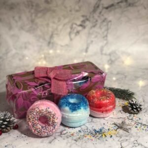 Set Of 3 Donut Bath bombs  - Blueberry, Raspberry, Strawberry