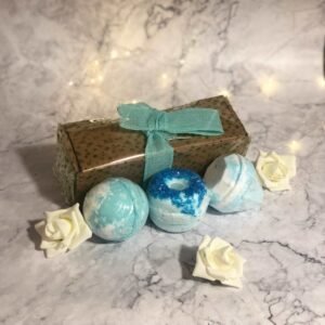 Set Of 3 Donut Bath bombs - Five, Blueberry, Blue Belle