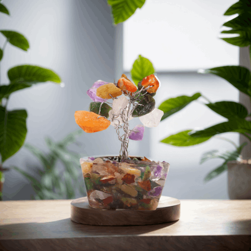 Mini Gemstone Tree on Orgonite Base - Multi Stones (15 stones)